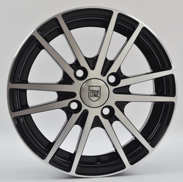 Авто диск Tech Line 305 4x100 R13 литой черный с полировкой et43 d67,1