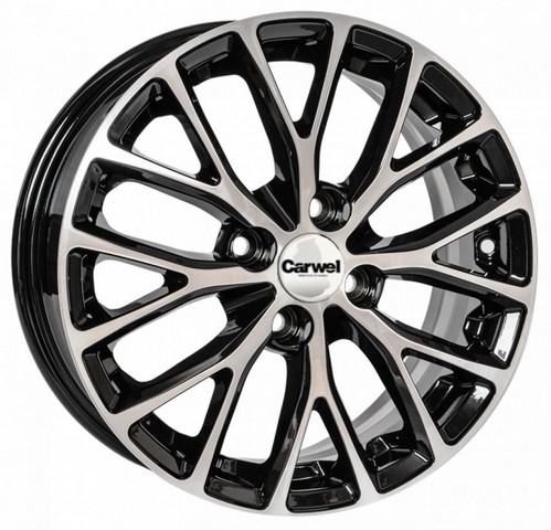 Авто диск Carwel Хуко 4x100 R15 литой черный с полировкой et50 d60,1