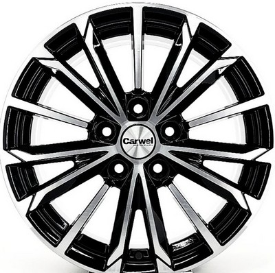 Авто диск Carwel Тевриз 5x114,3 R16 литой черный с полировкой et44 d67,1